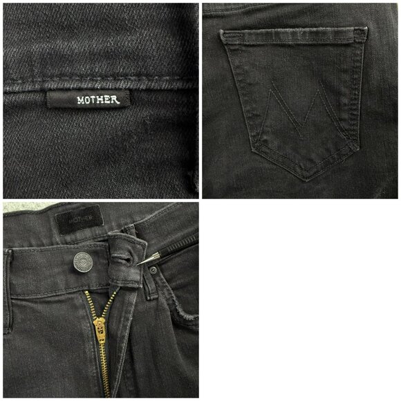 Mother Jeans Womens 25 Pants Black Insider Crop Step Fray Guilty Racer Stripes 1 - Picture 8 of 11